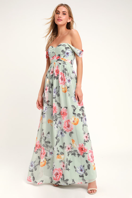 Stunning Mint Maxi Dress - Floral Print ...